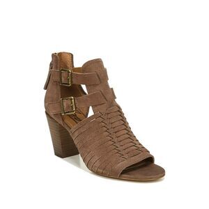 ZODIAC Womens Brown Woven Cassie Round Toe Block Heel Leather Sandals 6.5